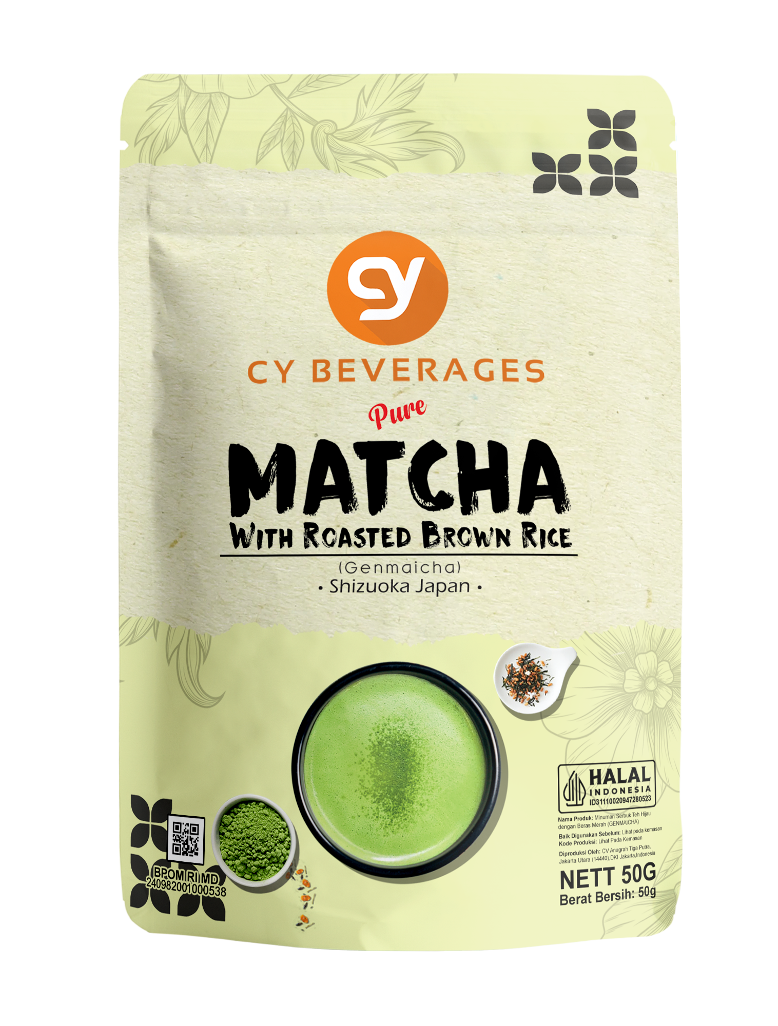 CY Pure Matcha With Brown Rice Genmaicha Powder - Pure Genmaicha